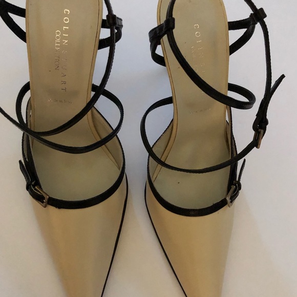 Colin Stuart Cream/Black Strap heels - Picture 4 of 6